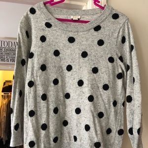 L Jcrew black and grey polka dot sweater